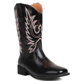 Cowboystiefel Boots Damen Mit Blockabsatz Halbhohe Stiefel Comfort Vintage Stickerei