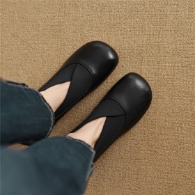 Talon Carré Chaussures Femme Classique Loafers Originale Cuir A Petit Talon Talon Epais