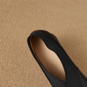 Talon Carré Chaussures Femme Classique Loafers Originale Cuir A Petit Talon Talon Epais