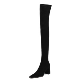 Sexy Mit Blockabsatz Boots Damen Hohe Stiefel Schlupfschuhe Mit 6 cm Mittlerer Absatz 2022 Stretch Overknee Mode Gefütterte Sock Boots