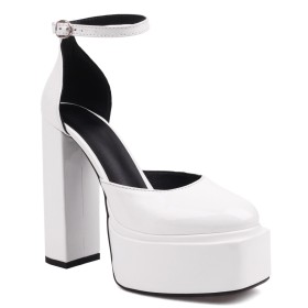 Ankle Strap Belt Buckle Block Heels Chunky Heel Sandals Business Casual Going Out Shoes Patent Leather Elegant Faux Leather Classic 6 inch High Heel