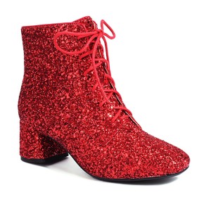 Sparkly Classic Chunky Heel Fur Lined Comfort Block Heel Ankle Boots For Women Going Out Footwear Glitter