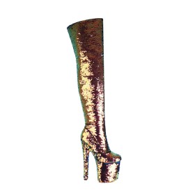 Thigh High Boot Stiletto Sexy Sequin Platform 20 cm High Heeled Tall Boots