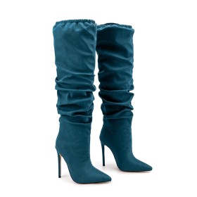 Tall Boots Stilettos Going Out Shoes Slouch Fur Lined Thigh High Boots 12 cm High Heeled Fashion Stretch Textile