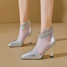 Sommer 10 cm High Heel Ankle Boots Ballschuhe Elegante Lack Stiletto