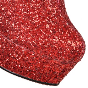 Glitzernden Blockabsatz Stiefeletten Herbst Ballschuhe Pailletten Mit Roter Sohle Rote Winter Mit 13 cm High Heels