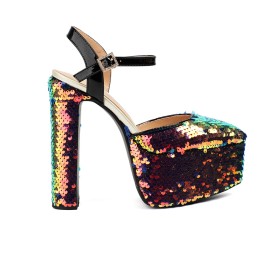 Plateau Scarpe Da Sera Lacci Caviglia Pole Dance Moda Scarpe Cerimonia Glitter Sandali Donna Con Tacco Alto