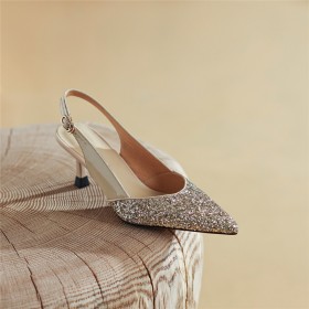 Elegante 6 cm Mittlerer Absatz Brautschuhe Stiletto Mode Spitz Glitzer Lack Sandalen Damen Festliche Schuhe