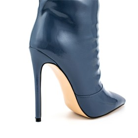 Klassiek Stilettos Lange Laarzen Dames Elastische 12 cm Hoge Hak Overknee Laarzen Donkerblauw