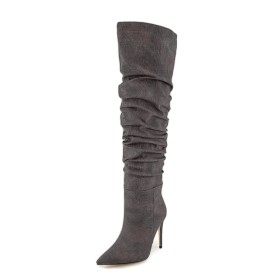 Denim Over The Knee Boots For Women Tall Boots 12 cm High Heels Stiletto Heels Fall