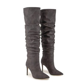 Denim Over The Knee Boots For Women Tall Boots 12 cm High Heels Stiletto Heels Fall