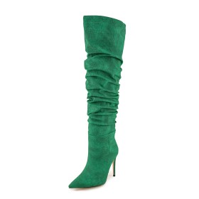 High Heel Slouch Thigh High Boot For Women Classic Fur Lined Jeans Stiletto Heels