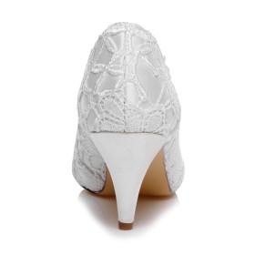 Decollete Tacchi A Spillo 7 cm Tacco Medio Scarpe Donna Spuntate Elegante Fiori Pizzo Scarpe Da Sposa