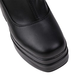 Con Pelo Interno Classiche Platform Casual Nero Tacco Alto Tacco Largo Stivali Alti