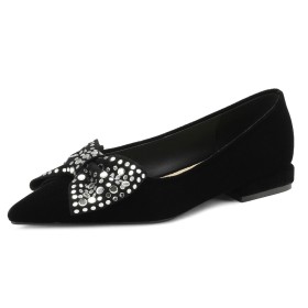 Vintage Business Casual Flat Shoes Moccasins Comfort With Rhinestones