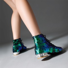 Vrijetijds Sparkle Mode Flats Met Parels Going Out Glitter Enkellaars Dames