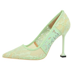 Habillé Fleurs Talons Aiguilles Escarpins Sandale Chaussure De Soirée Talon Haut 10 cm Sexy D Ete Vert D eau Dentelle