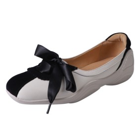 Vrijetijds Veter Lak Flats Imitatiebont Comfortabele Sneakers Schoenen Dames Leer Going Out Strik