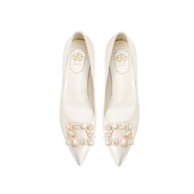 ピンヒール エレガント 高いヒール ウェディング シューズ パンプス 靴 白い フォーマル 1421101918F