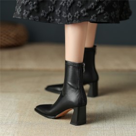 Klassisch Gefütterte Mit Blockabsatz 7 cm Mittlerer Absatz Elegante Sock Boots Lackschuhe 2022 Stiefeletten Damenstiefel