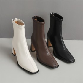 Klassisch Gefütterte Mit Blockabsatz 7 cm Mittlerer Absatz Elegante Sock Boots Lackschuhe 2022 Stiefeletten Damenstiefel