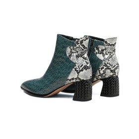 Leder Ankle Boots Mit 6 cm Mittlerer Absatz Business Casual Mit Blockabsatz Moderne Geprägt