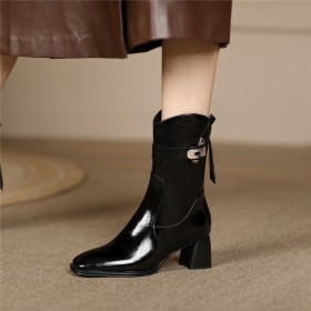 Cowboy Boot Comfort Thick Heel Leather Vintage Business Casual Block Heel 6 cm Heeled Booties Going Out Shoes