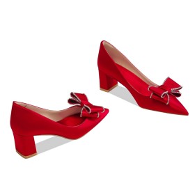 Rouge Chaussure Mariée Talons Epais Chaussures Ceremonie Chaussure De Soirée Escarpins Chaussure Talon Mi Haut Talons Carrés