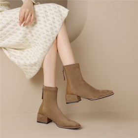 2 inch Low Heel Booties For Women Chunky Heel Comfort Suede Vintage Classic Block Heel