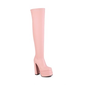 Chunky Block Heel Over The Knee Thigh High Boots Online Sale