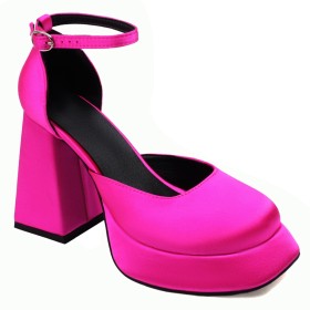 Block Heel Beautiful Hot Pink Chunky Heel High Heels Platform