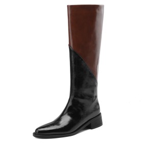 Knee High Boots Flat Shoes Tall Boots Vintage Leather Going Out Shoes Riding Boots Patent