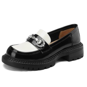 Vernis Avec Cristal Confort Chic Chaussures Femme Plate Colorbock Loafers