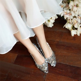 Sequin Stiletto Wedding Shoes Dressy Shoes Pointed Toe 8 cm High Heel Evening Party Shoes Comfort Pumps