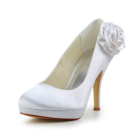 Slip On Pointed Toe White Beautiful Pumps 10 cm High Heels Wedding Shoes