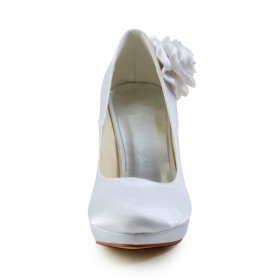 10 cm High Heels Weiß Schuhe Damen Stiletto Pumps Geblümte Spitz Brautschuhe Elegante