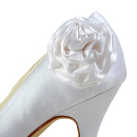10 cm High Heels Weiß Schuhe Damen Stiletto Pumps Geblümte Spitz Brautschuhe Elegante