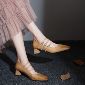 Chunky Block Heel 5 cm Low Heel Comfort Beautiful Classic Business Casual Shoes With Ankle Strap