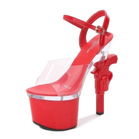 Enkelbandje Paaldans Extreem Hoge Hakken Sexy Imitatieleer Peeptoes Sandalette Sparkle Strappy