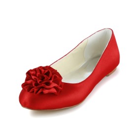 Flats Round Toe Red Bridals Wedding Shoes Slip On Ballet Shoes