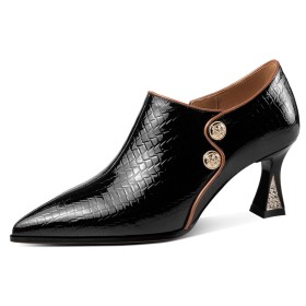 Absatzschuhe Mode Geprägt Abendschuhe Spitz Brosche Geschlossene Zehe Leder Mit 6 cm Mittlerer Absatz Elegante Mit Blockabsatz Lack Schlangenmuster Schuhe Damen