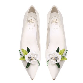 Galaschoenen Satijnen 8 cm Hoge Hakken Witte Vintage Pumps Schoenen Dames