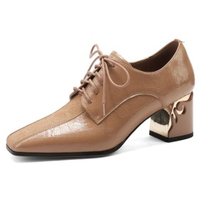 Tacchi Medio 7 cm Oxford Eleganti Pelliccia Finta Tacco Largo Business Casual