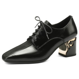Oxford Shoes Elegant Chunky Heel Fur 7 cm Heeled Block Heels
