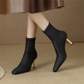 Fur Lined High Heel Fashion Booties For Women Sock