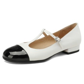 Round Toe Comfort Patent Cute 2023 With Ankle Strap Mary Janes Color Block Flat Shoes Belt Buckle