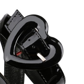 15 cm High Heel Casual Block Heel Belt Buckle Sandals Sweet Heart Patent Leather Platform Faux Leather Chunky Heel