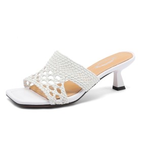 Mules Going Out Shoes 2 inch Low Heel Peep Toe Beautiful Sandals