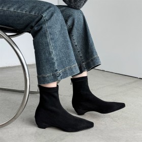 Cuir À Talon Habillé Confort Originale Daim Talon Carré Hiver Fourrées Bottines Boots Chaussette Talons Epais