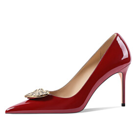 Chaussures Escarpin Rouge Classique Coeur Travail Élégant Talon Haut